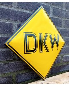 DKW geel emaille bord