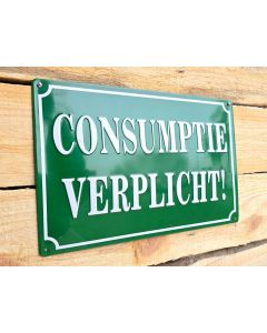 Consumptie verplicht metalen bord