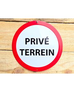 Metalen bord PRIVÉ TERREIN Ø20cm