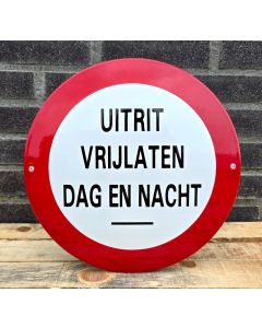 Veiligheids bord Uitrit Vrijlaten DAG EN NACHT