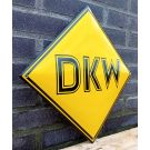 DKW geel emaille bord