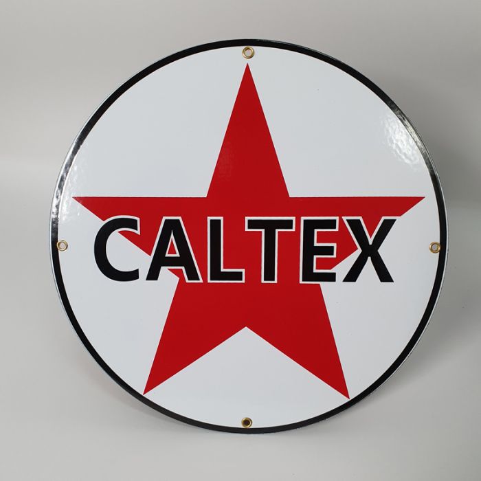 Meter Gek straf Caltex vlak emaille bord
