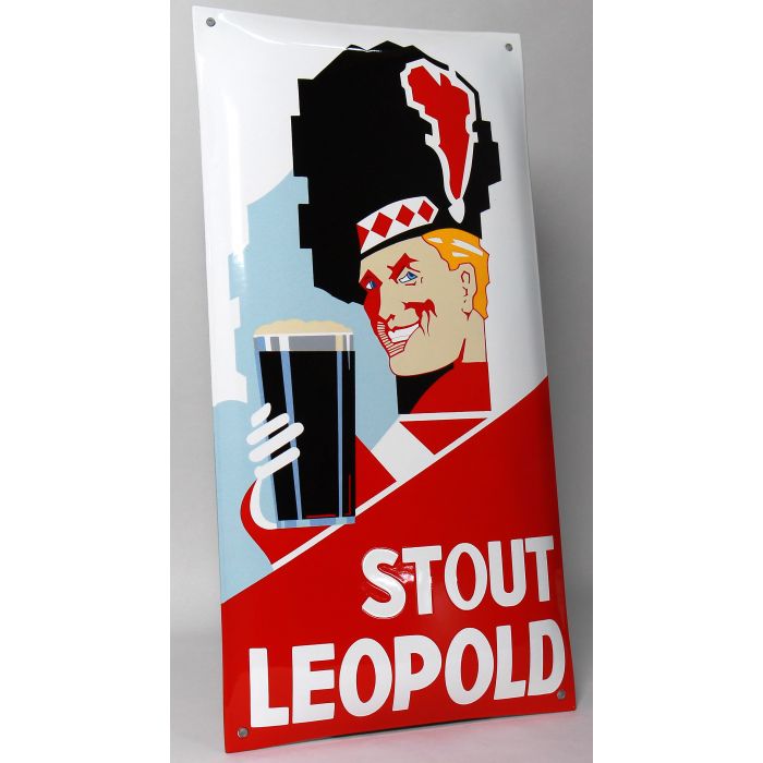 Landgoed impliciet bellen Stout Leopold emaille bier bord