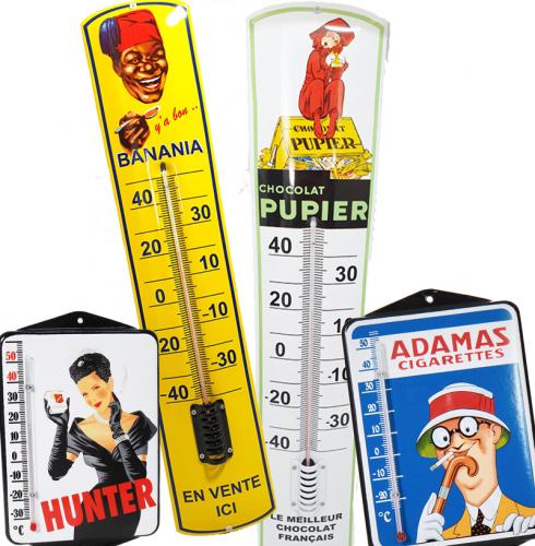 Thermometers met nostalgische reclames